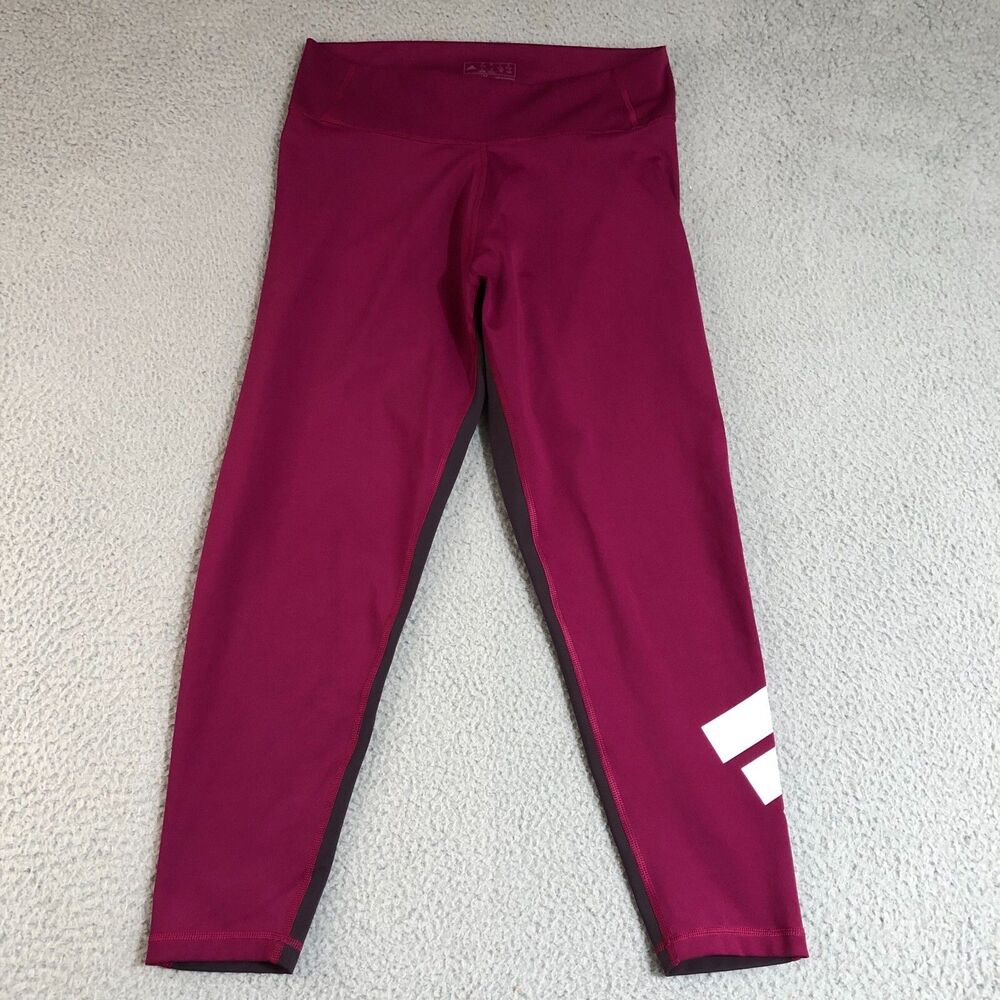 Adidas Leggings Women Large Purple Aeroready Logo Yoga Gym Workout Training